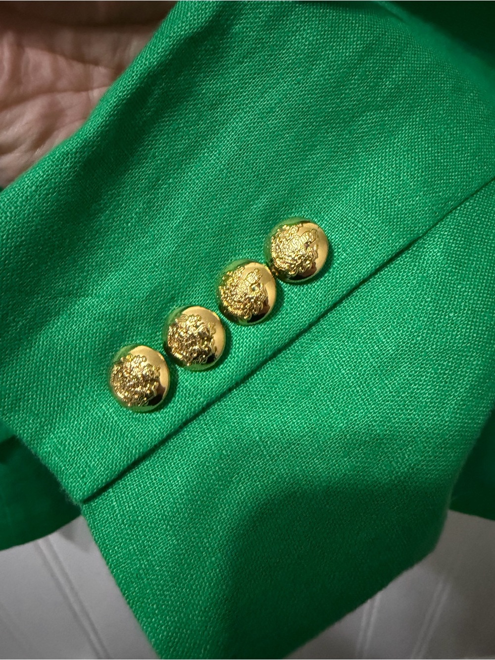 Lauren Ralph Lauren Green Linen Blend Gold Crest Button Blazer Jacket 12 - Picture 12 of 12